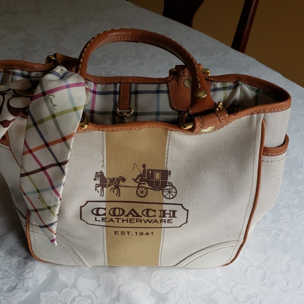 Coach Bleeker Tattersall bag with scarf
